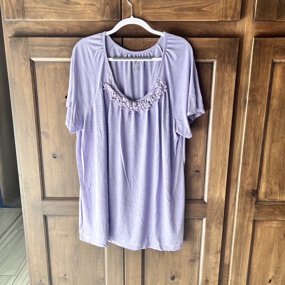 JMS/JUST MY SIZE-Women's Purple Short Sleeve Blouse Size 4X
